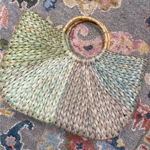 Green straw handbag by A. Giannetti